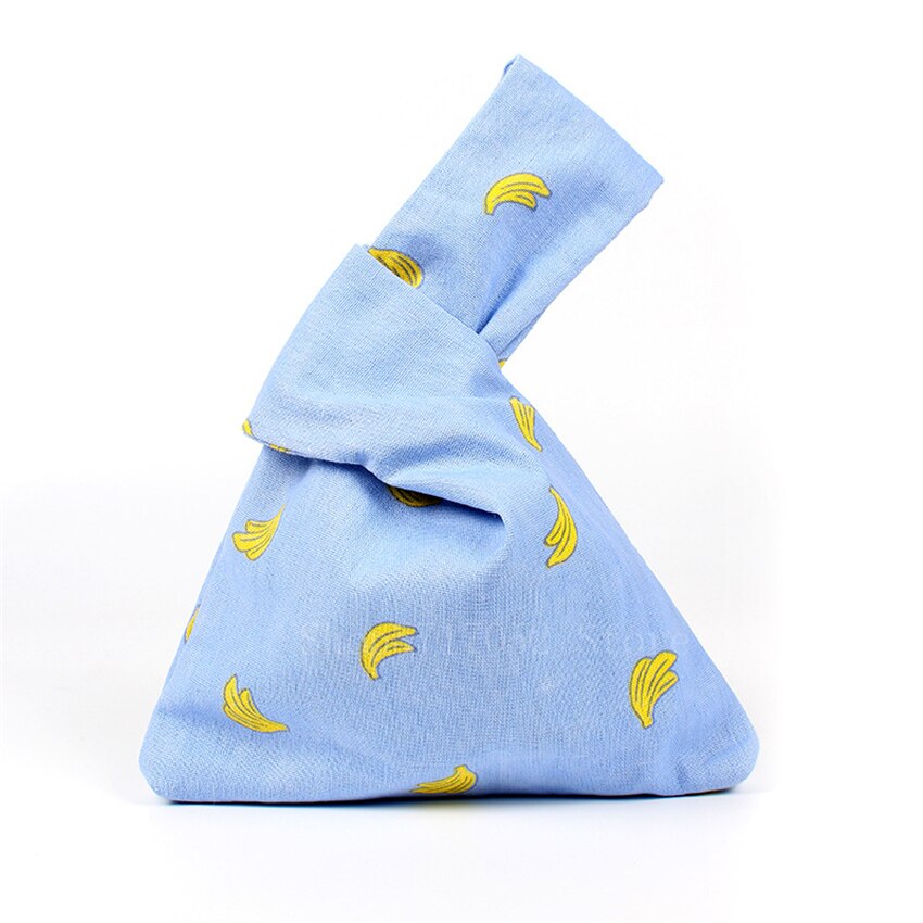 Bolsa de estilo japonés a rayas para la muñeca, bolso portátil con nudo pequeño, bolsa estampada para estudiantes, bolsas delicadas de algodón para el almuerzo, 1 ud.: Color1