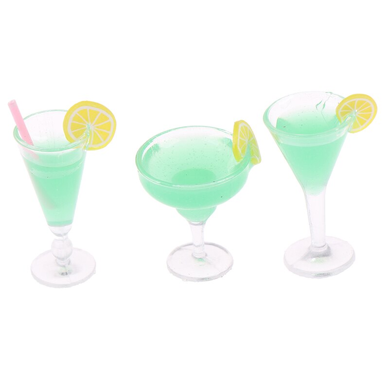 1Pcs Mini Cocktail Cup Simulatie Drank Glas Model Speelgoed Hars Poppenhuis Decoratie Schaal 1/12 Poppenhuis Miniatuur Accessoires