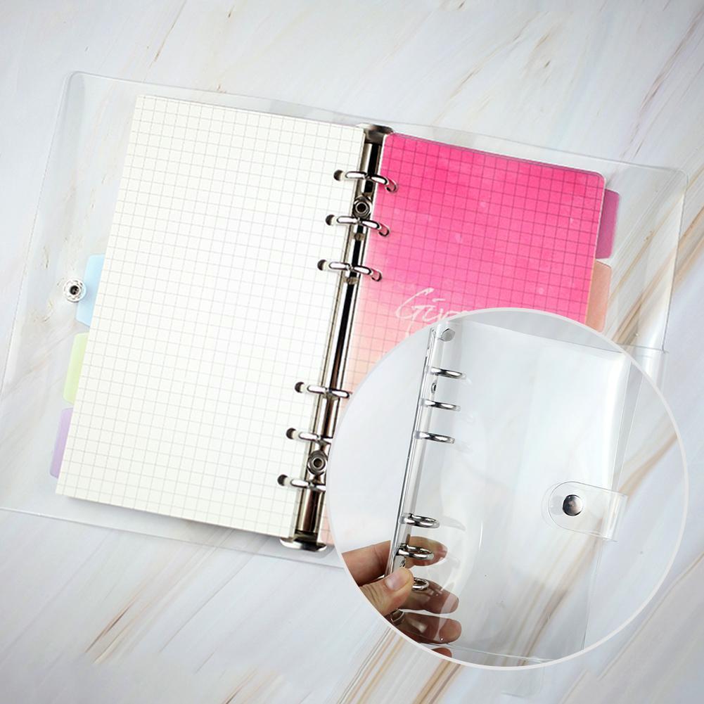 1pc Transparent Color Plastic Clip File Folder A5/a6/a7 Supplies Office Ring Agenda School Leaf Notebook Loose Binder Plann W8l1
