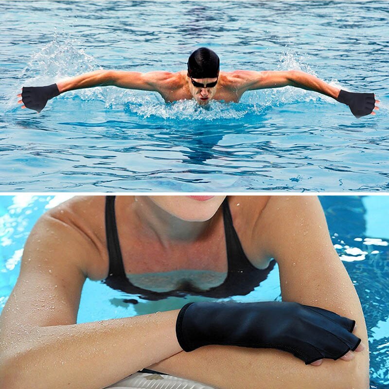 1 Pair Sphere Webbed Swim Gloves Surfing Swimming Sports Paddle Training Fingerless Gloves