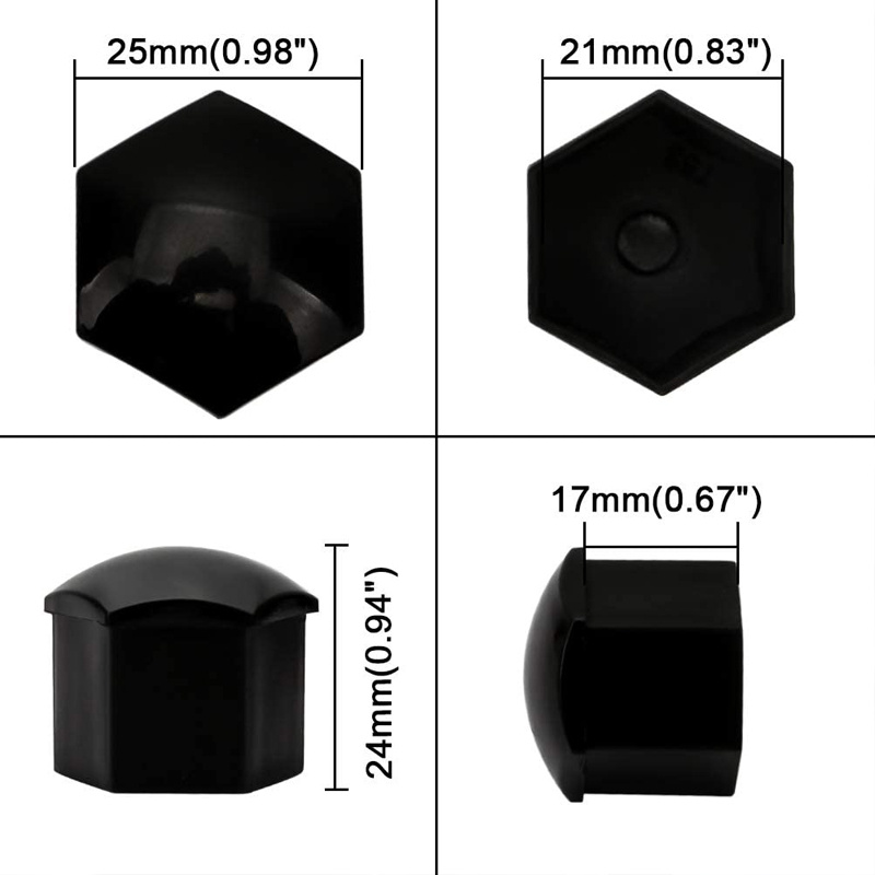 17mm/19mm/21mm 20 . hjulmutterkåpor skyddskåpor bilnavskruvskydd svart bildäcksbultmuttrarkåpa däckdekoration