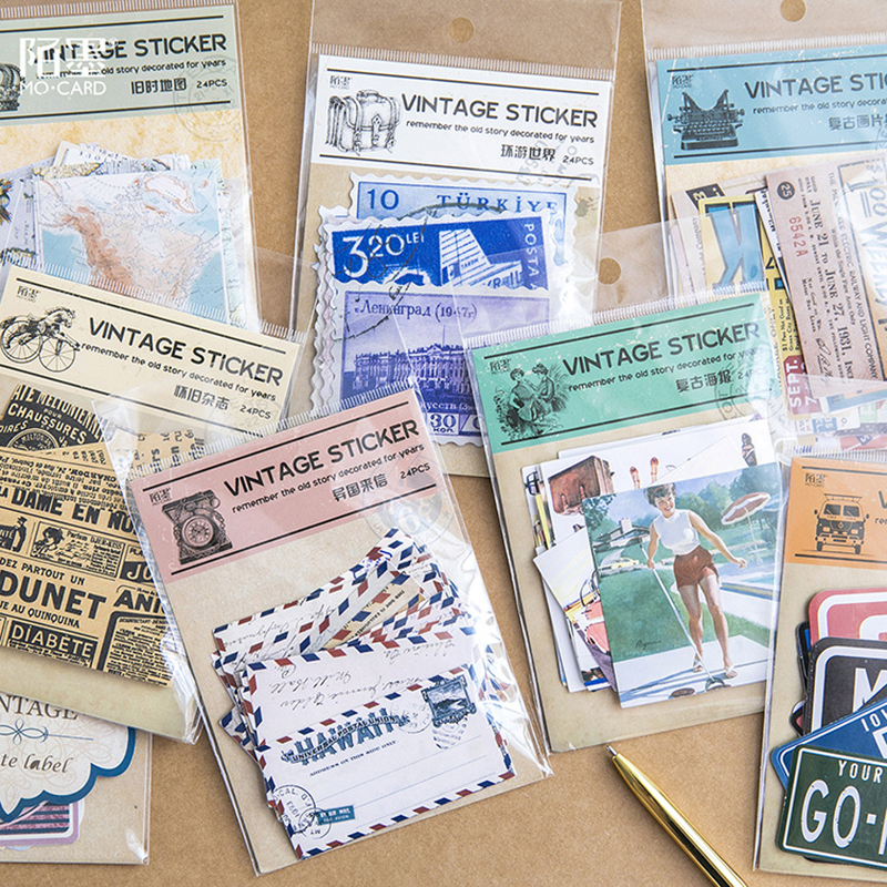 XINAHER Creatieve vintage Poster kaart Reizen rond de wereld Decoratieve Scrapbooking Stickers DIY Dagboek Album Stok Etiket