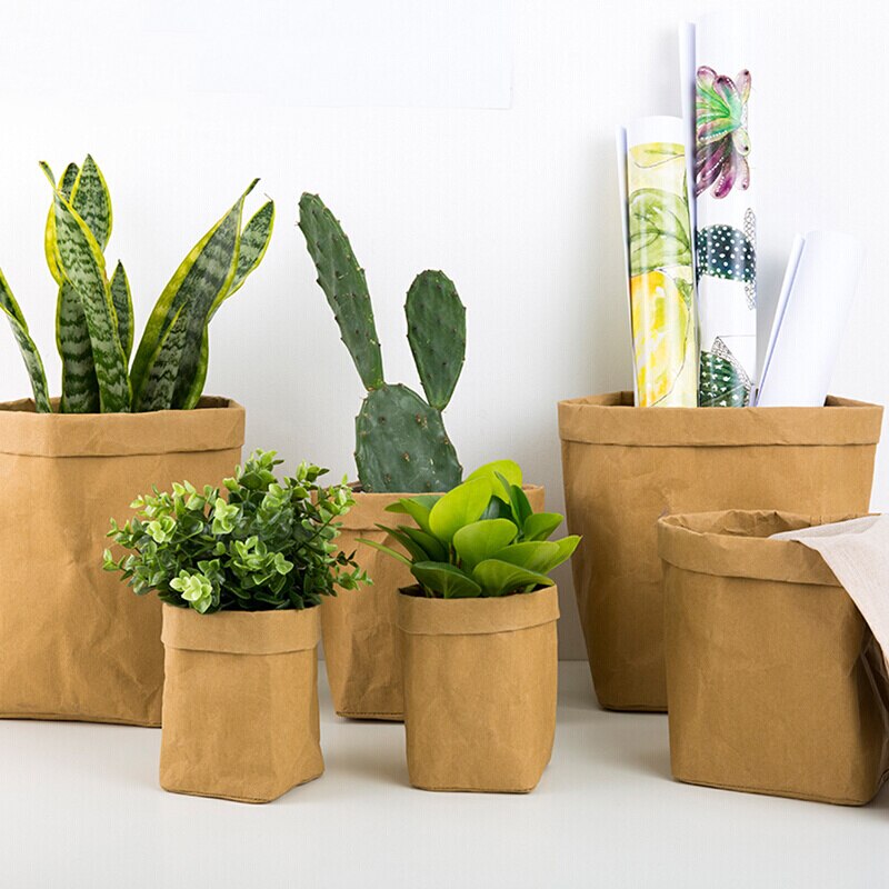 Maceta de Papel Kraft de tamaño múltiple para vivero, bolsa de cultivo de plantas, contenedor de difusión de plántulas, lavable, suministros para macetas de jardín, suculentas