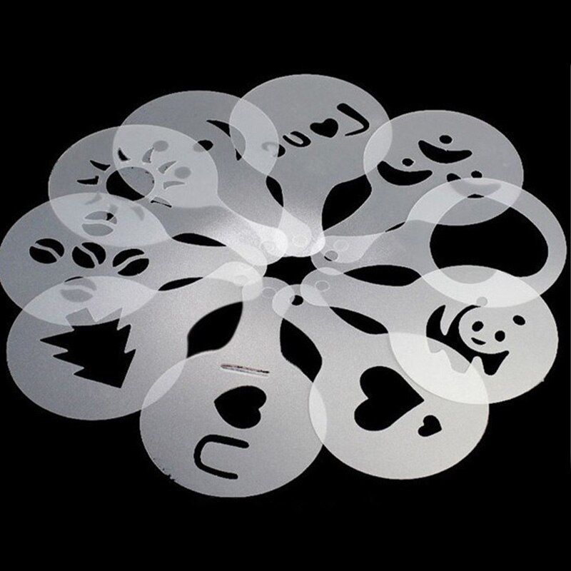 16Pcs/Set Coffee Stencils Drawing Die Tools Fancy Coffee Printing Model Plastic Spray Template Mold for Coffeeware