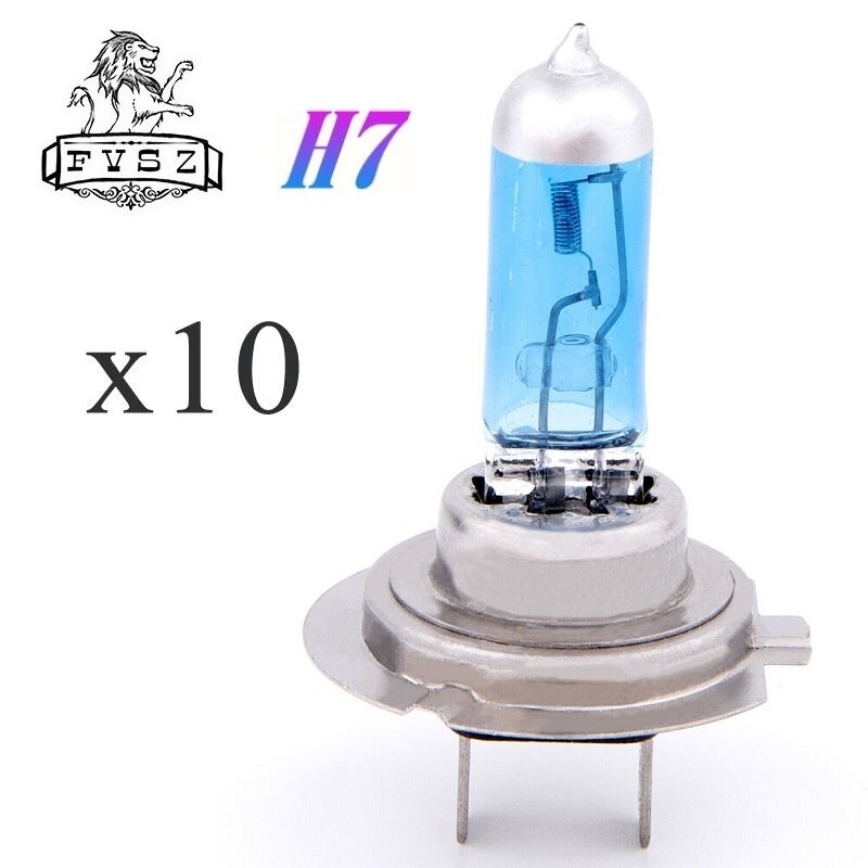 10Pcs H7 12V 55W 6000K Car Halogen Headlight Bulb Quartz Xenon Glass Blue Tube Fog Light Auto Parts White