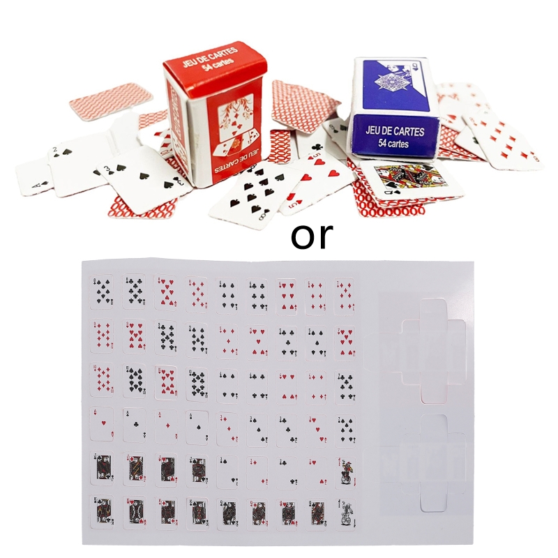 Table Model Playing Cards Realistic Desktops Decorative Pokers of 2Sets for Simulation Scene Cake Toppers 1:12 Room Accs