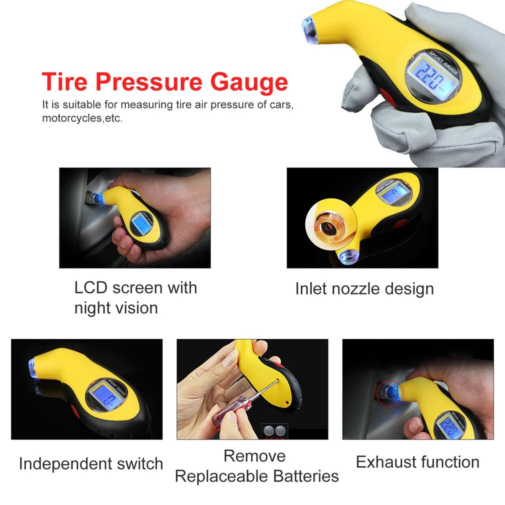 Tyre Luchtdrukmeter Meter Elektronische Digitale Lcd Car Tire Manometer Barometers Tester Tool Voor Auto Auto Motorfiets