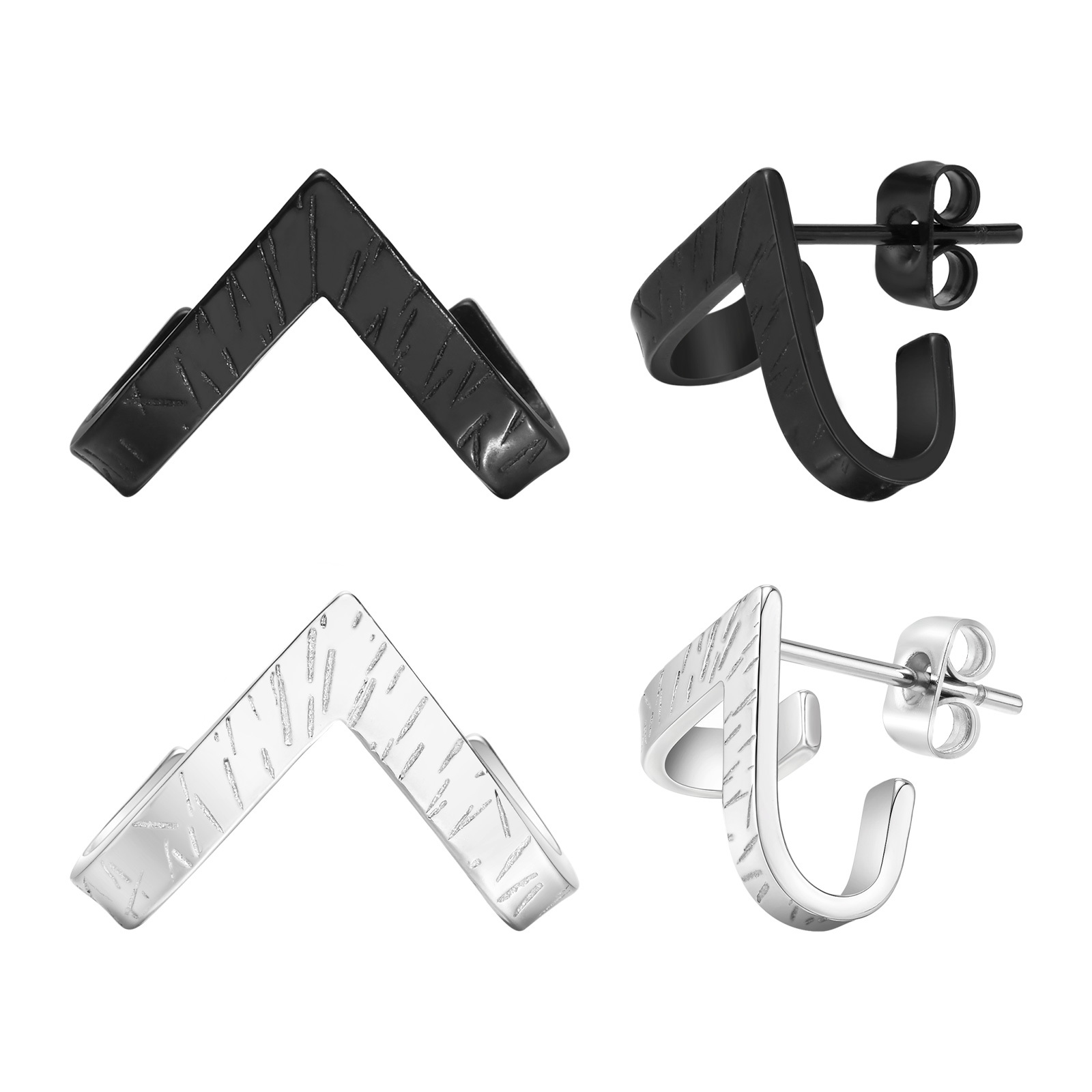 Pendiente geométrico para hombre, pendientes triangulares de acero inoxidable, joyería antialérgica Punk Cool para niños, para él masculino: Rosa