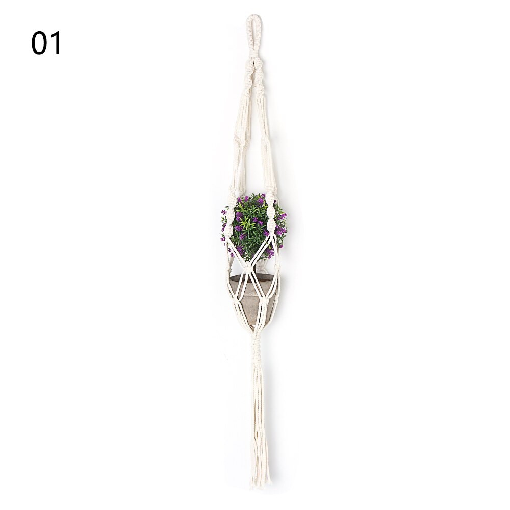 Macrame Plant Hangers Handmade Indoor Outdoor Hanging Planter Basket No Tassels Basket Cotton Rope with Beads Flower Pot Holder: Type 1