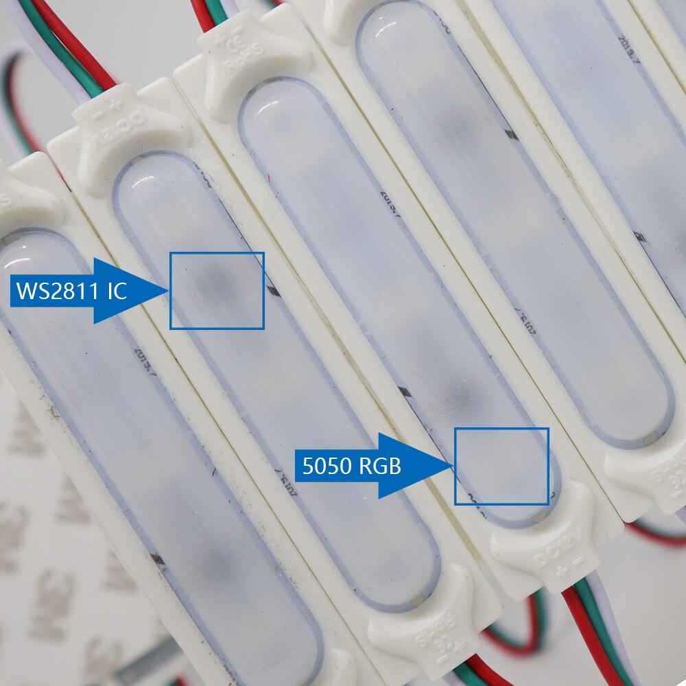 Module LED Pixel 12V, 20 pièces/lot, 5050 RGB 3LED, couleur de rêve, bande LED WS2811, IP65 étanche pour la publicité, lumière de