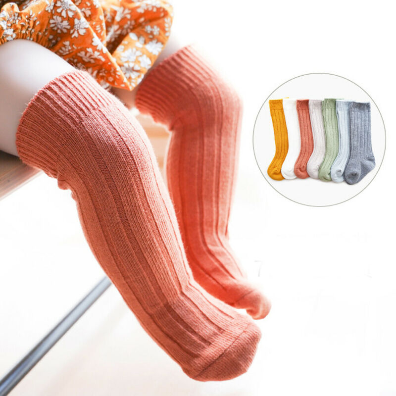 Mode Kinderen Peuter Baby Baby Meisjes Jongens Effen Anti-Slip Gebreide Lange Sokken Knie Sok
