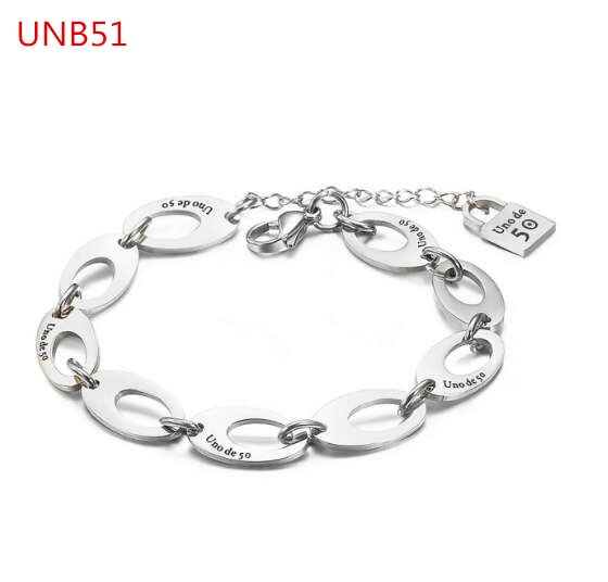 Women Men Silver Color Gold Stainless Steel Roud Ball Bead key Uno 50 Lock Weave Chain Bracelet Jewelry