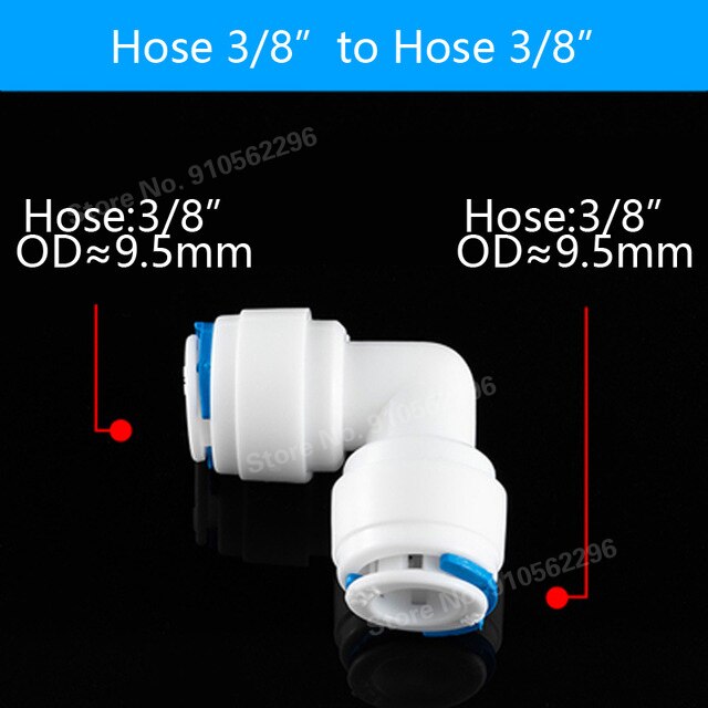 RO Water Hose Connection Straight Elbow Tee Cross 1/4" 3/8" Coupling Plastic Quick Pipe Fitting Reverse Osmosis Connector: L-3l8-3l8