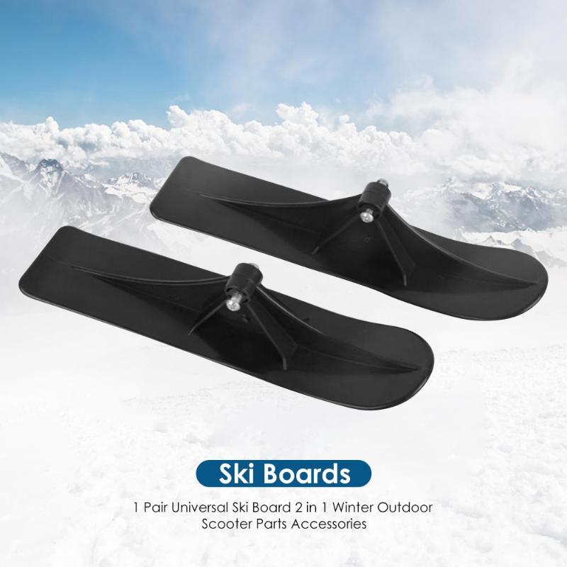 Ski Boards Effen Kleur multifunctionele 1 Paar PE Plastic Ski Board 2 in 1 Winter Outdoor sport Scooter Onderdelen Zwart