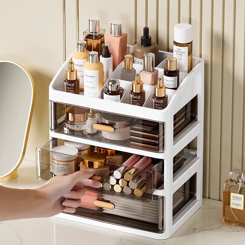 Organizador de cosméticos jóias caixa organizadora de maquiagem grande capacidade multifuncional gaveta de armazenamento de mesa caixa organizadora de maquiagem
