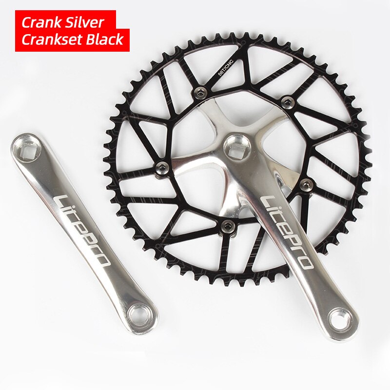 Litepro Lp 130BCD Fiets Kettingblad 50 52 54 56 58T Aluminium Enkele Disc Ketting Wiel Vouwfiets Vierkante gat Crankstel: Silver Crankset 56T
