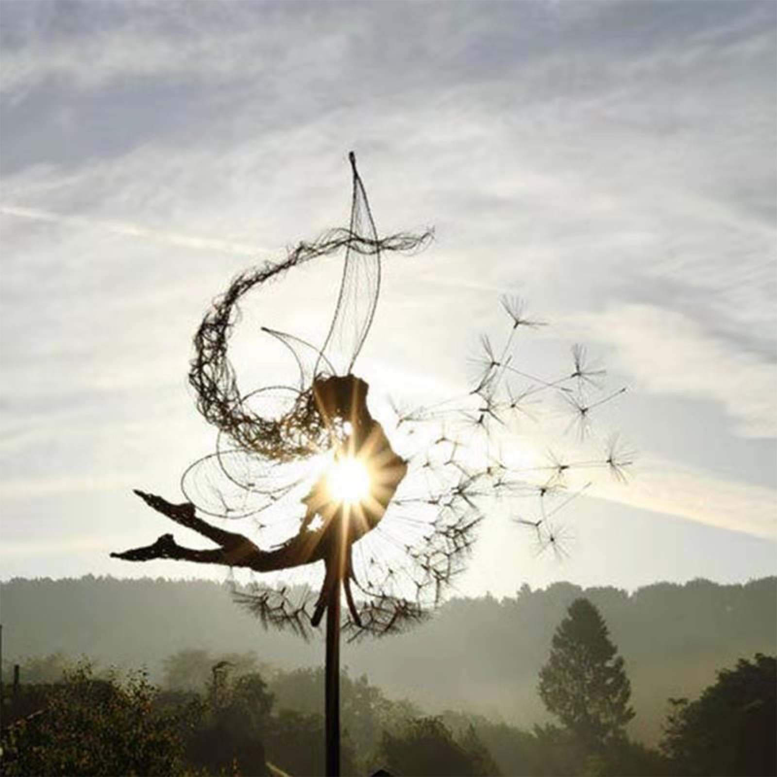 Unique and Magical Metal Windmill Outdoor Patio Lawn Garden Decoration 2022 Outdoor Wind Spinner Wind Collector Catcher: Statue H