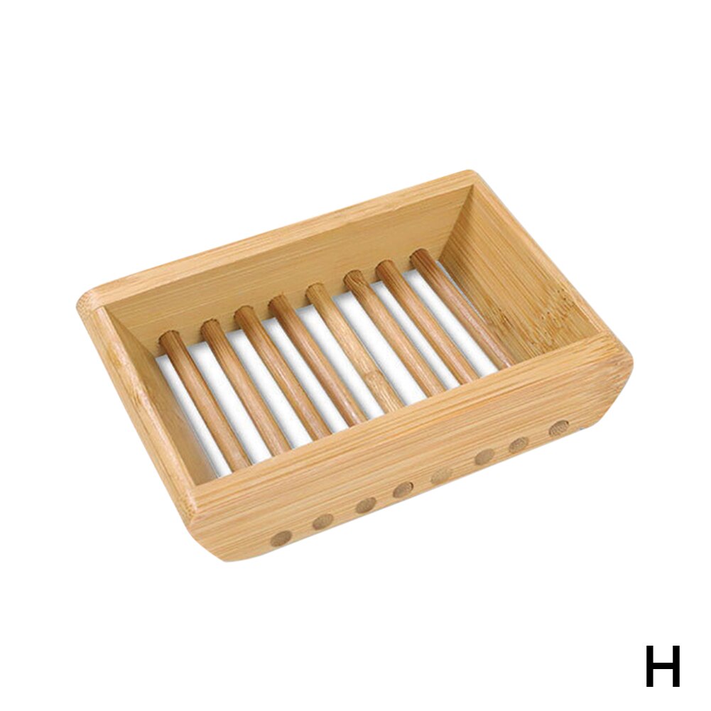 Natural Bamboo Wood Soap Dish Rack Storage Box Case Container Holder Bath Shower Soap Plate Tray Rack Bathroom Accessories: H