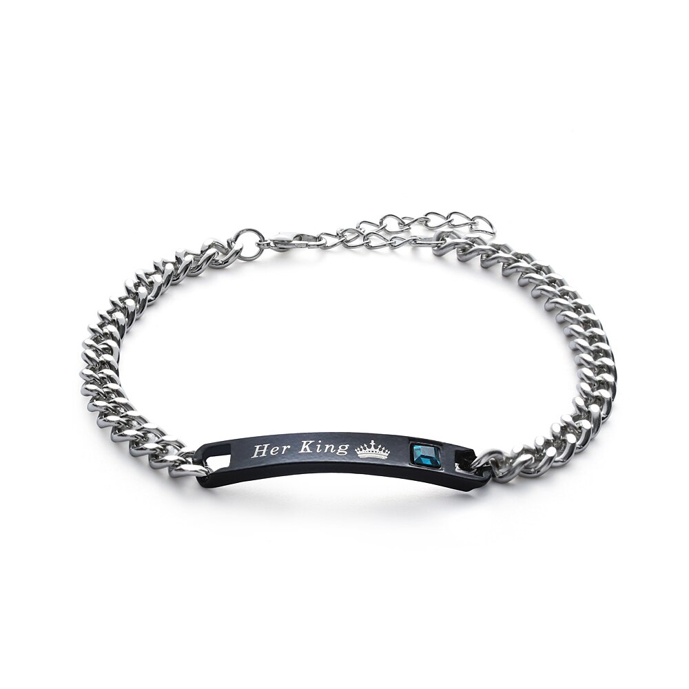 1PC Women Men Her King His Queen Her Beast His Beauty Steel Stainless Couples Bracelets Love Bangle Valentine's Day: Her King