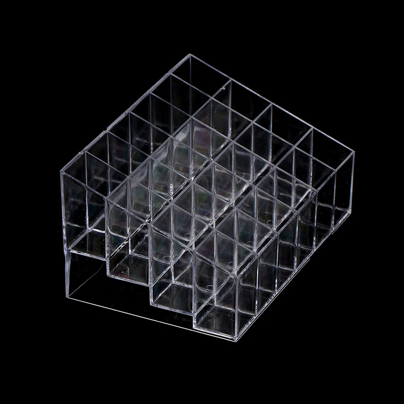 Clear Acrylic 24 Grid Makeup Organizer Storage Box Lipstick Nail Polish Display Home Storage