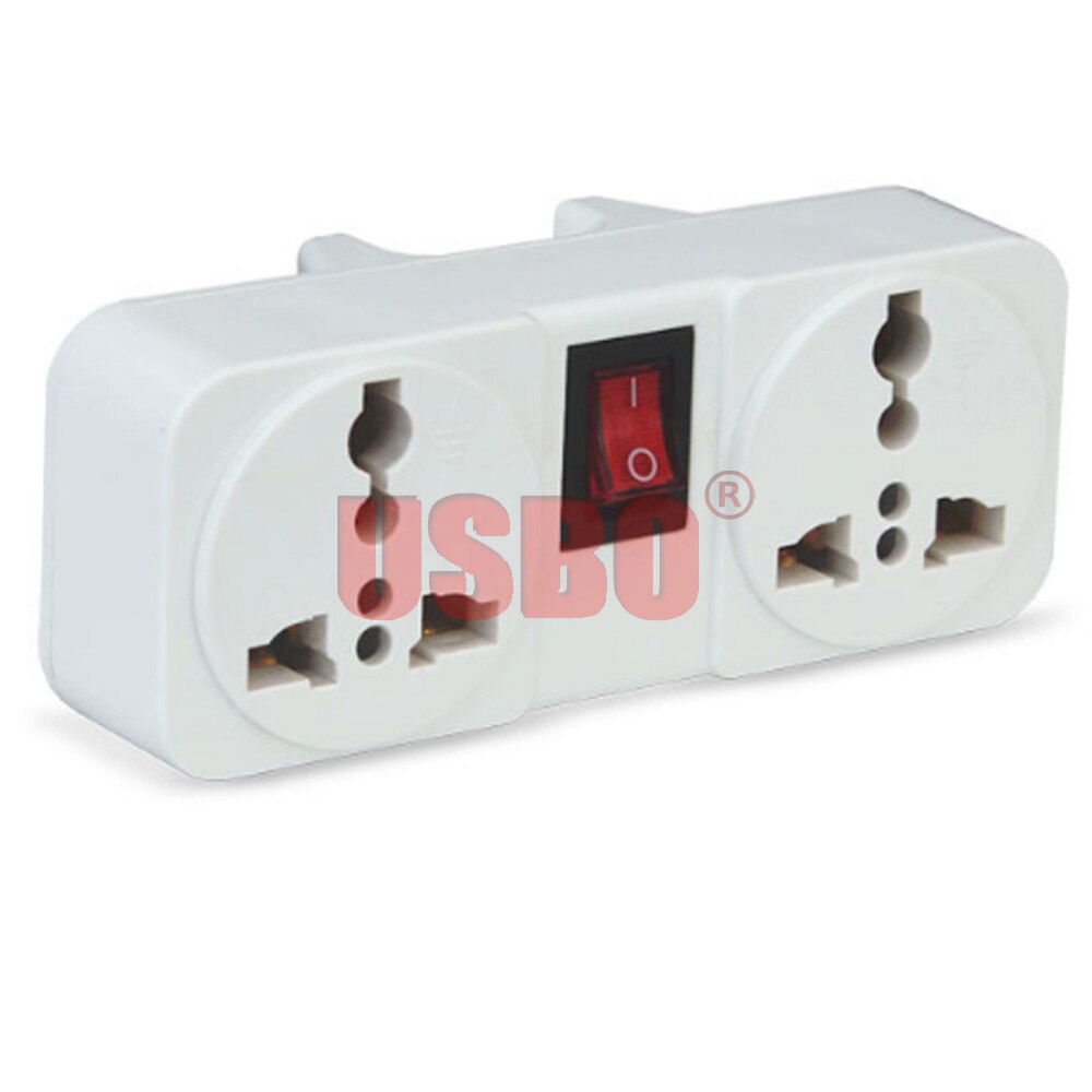 White Portable 250V 6A universal travel adaptor socket Europe extension socket power converter plug with on off light switch