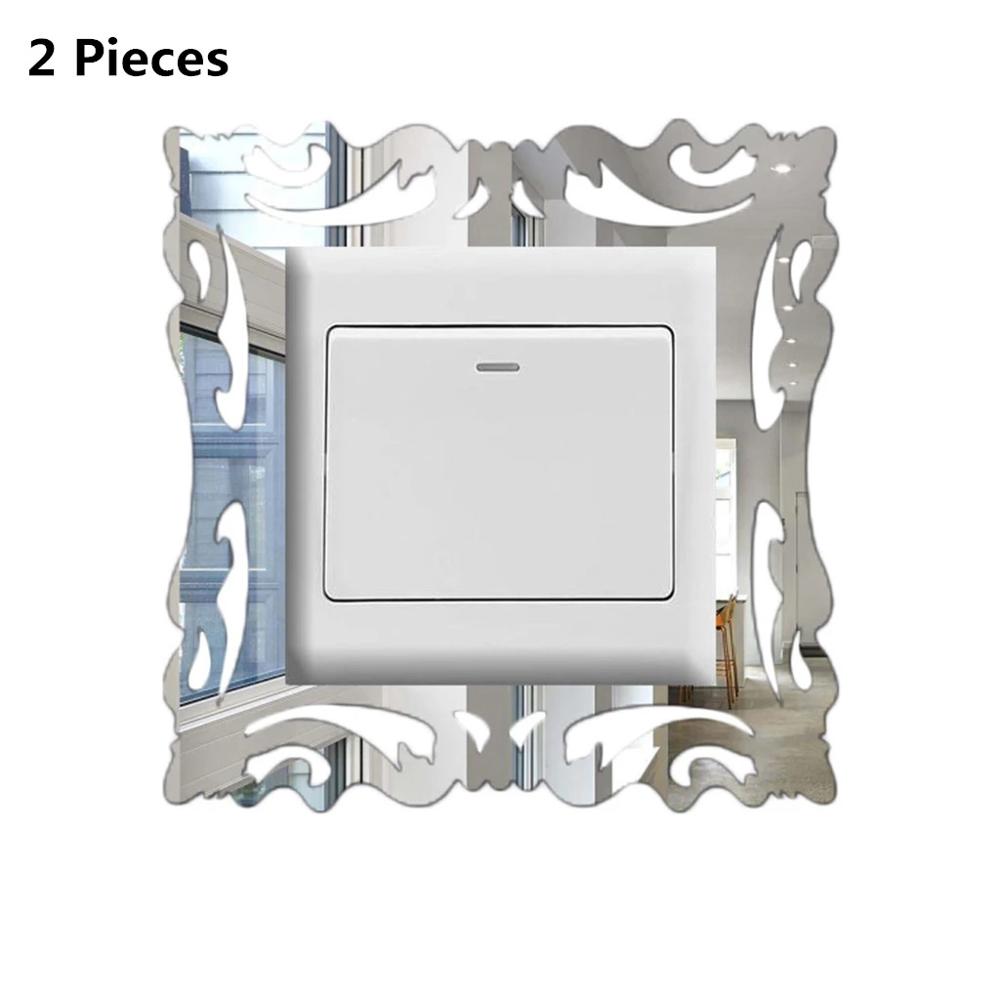 2 pièces bricolage Stickers muraux interrupteur miroir acrylique interrupteur autocollant prise décor autocollant évider interrupteur couverture 15*14.5cm