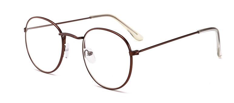 Korean Glasses Frame Retro Gold Eyeglass Frame Spectacles Round Computer Glasses Unisex NO Degrees 3447: Bronze