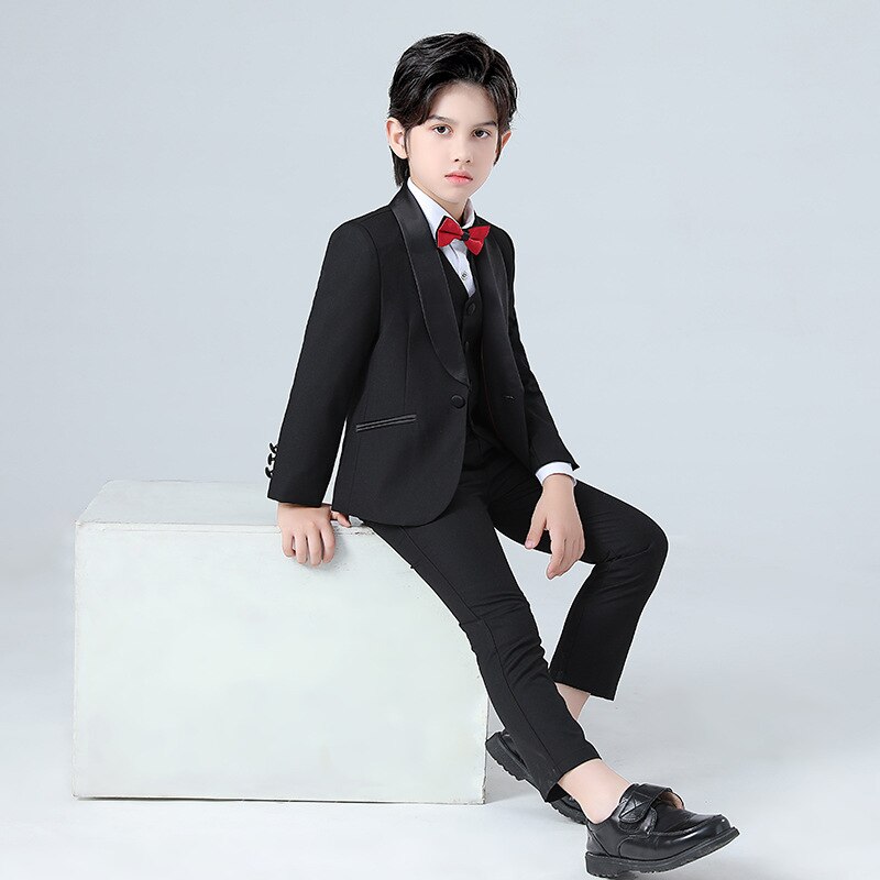 Boys Wedding Suit Moring Coat Teen Gentlemen Kids Formal Tuxedo Dress Child Party Blazer Vest Bowtie Pant Toddler Clothes Sets