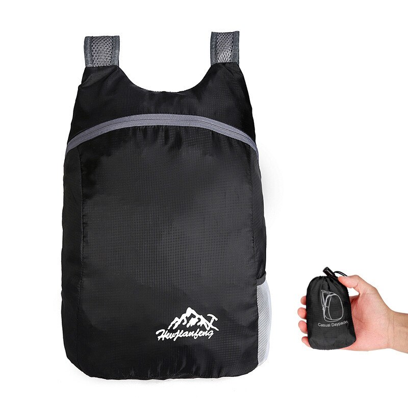 Mochila impermeable de 20L para hombre y mujer, bolso de día plegable, ultraligero, para viajes al aire libre, senderismo, escalada: 81231-Black
