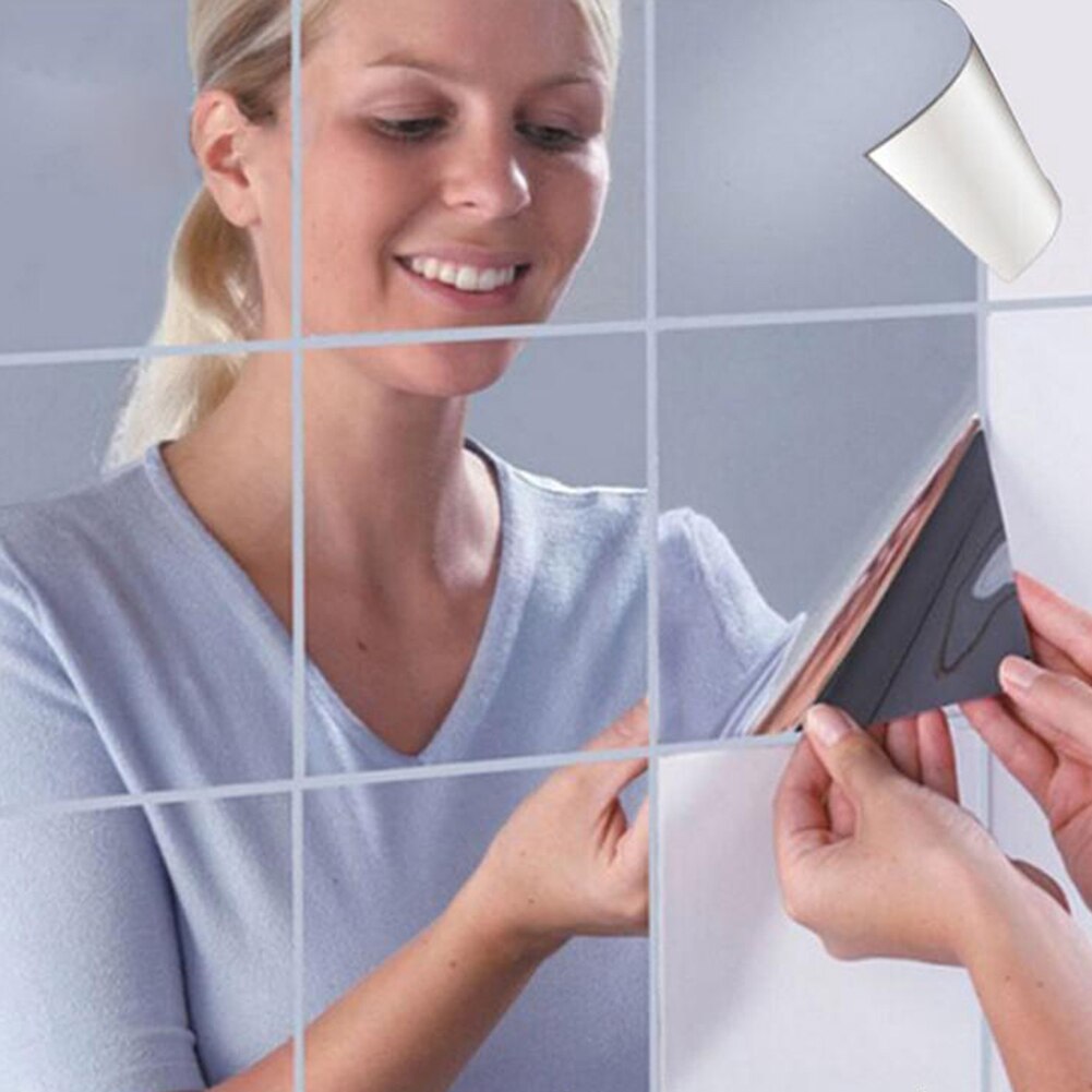 10Pcs Lungo Striscia Acrilico Specchio Mosaico Wall Sticker Soggiorno Camera da Letto Decor