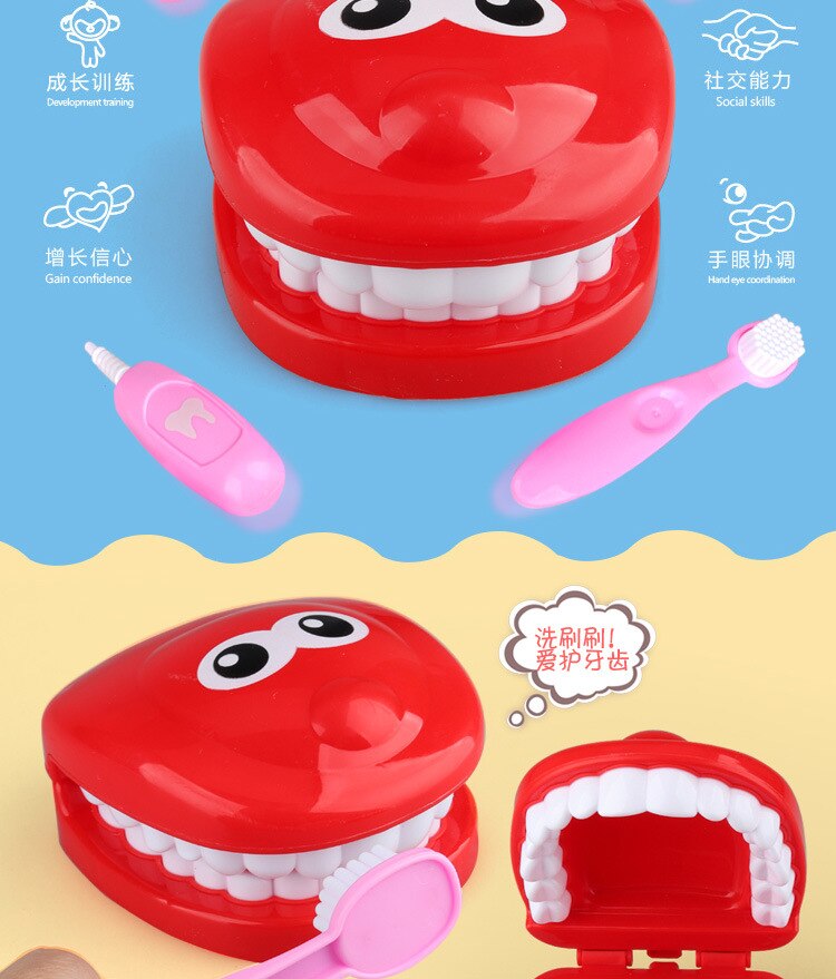 9pz Giochi Di Imitazione Giocattolo di Controllo Dentista Denti Modello impostato kit Medico Giochi di ruolo di Simulazione Learing Giocattoli Educativi per I Bambini Bambini