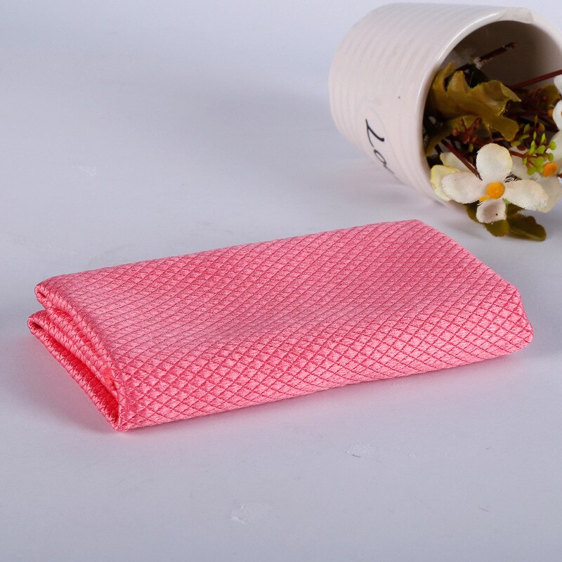 1Pcs Vis Schaal Doek Verdikte Non-marking Doek Absorberende Glas Doek Niet-Pluizende Keuken Huishoudelijk Schoonmaken Handdoek: pink