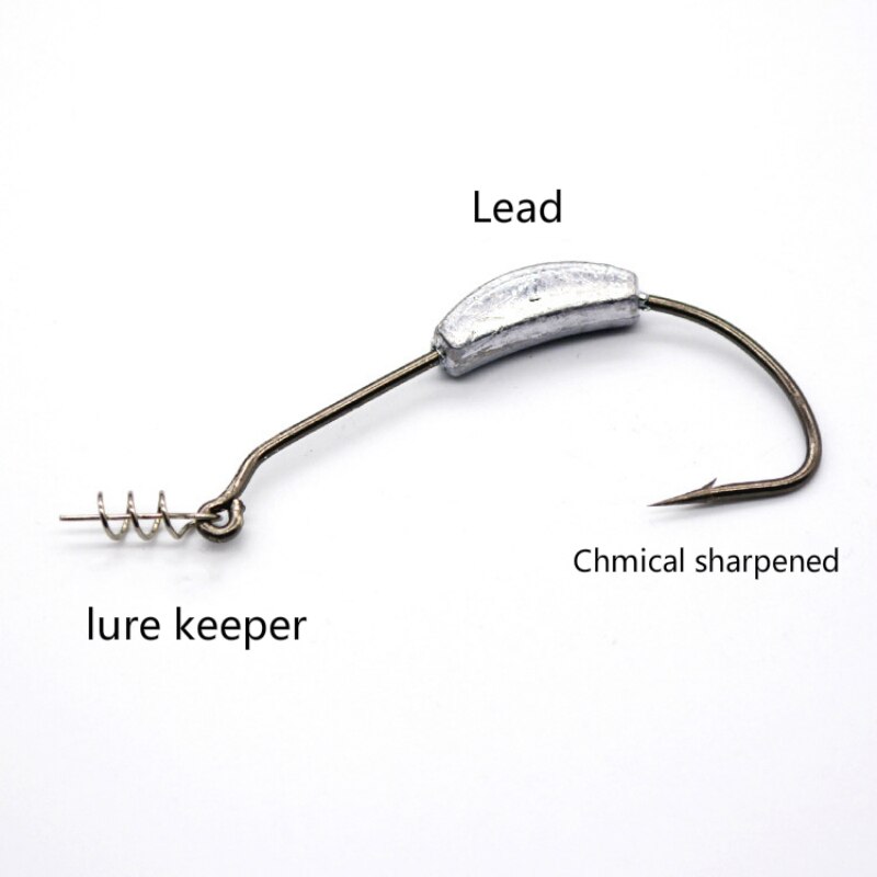 5pcs/lot fishing hook with lead bait keeper holder weight 2g 3g 5g 7g Lead sinker crank hook tackle set high carbon fishhooks