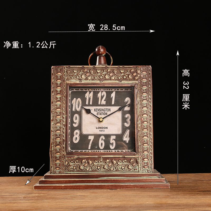 Retro Wrought Iron Desk Clock Home Desktop Distressed Pendulum Clocks Living Room Clocks and Clocks Home Furnishings: C
