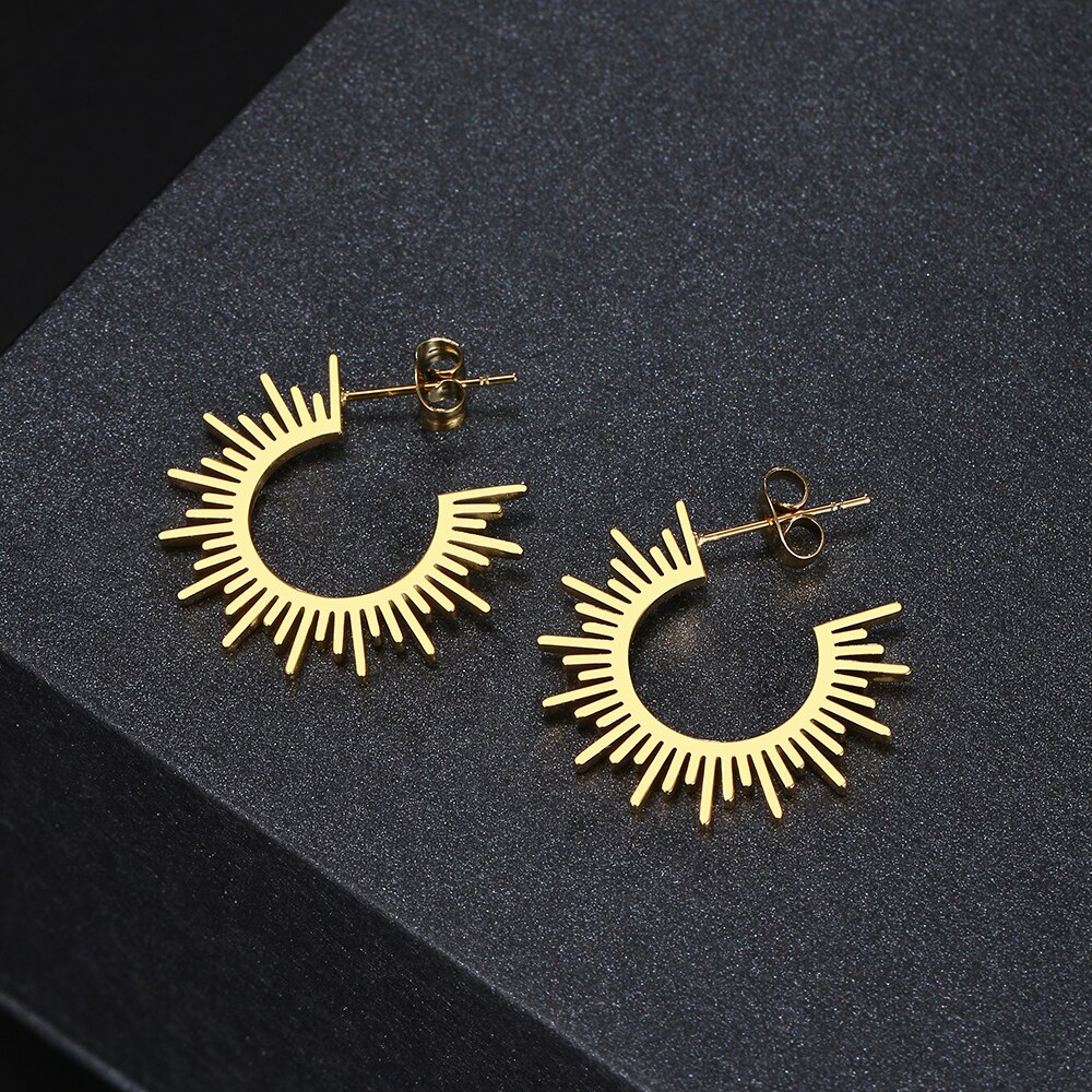 Roestvrij stalen sieraden geometrische oorbellen voor vrouwen Beste halve cirkel Spiked Femme Charm Oorbellen Party Beste huwelijksgeschenken