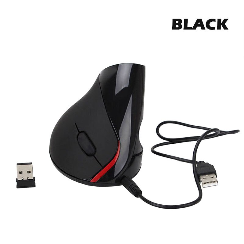 Oplaadbare Ergonomische Verticale Draadloze Muis Met Usb-ontvanger 800 1200 1600 Dpi Ergonomico Raton Inalambrico Ordenador Muizen: Black