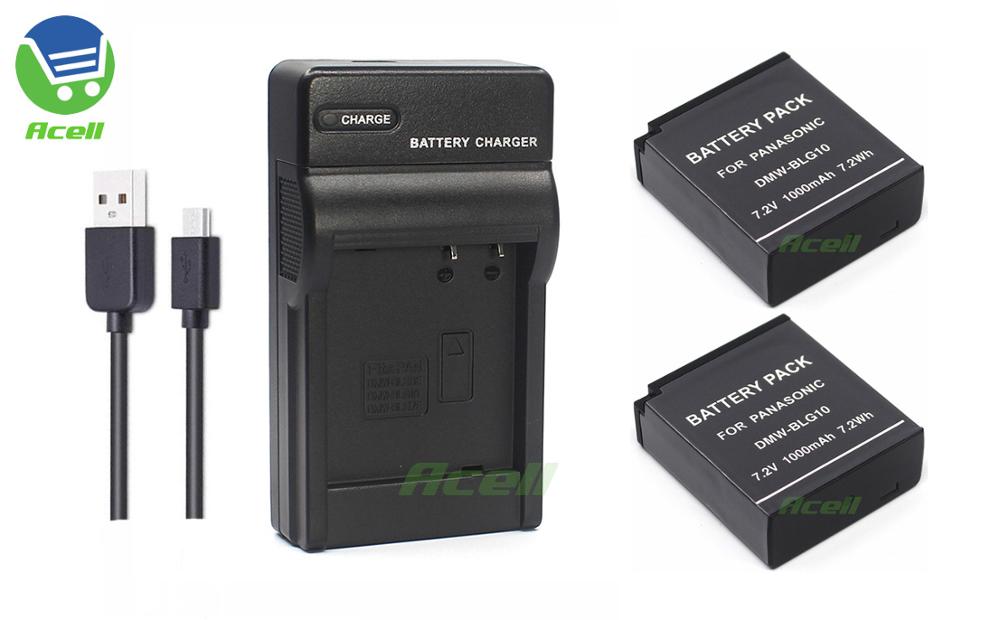 DMW-BLG10 Battery + LCD USB Dual Charger for Panasonic DC-G100 DC-ZS200 DMC-LX100 DMC-ZS60 Camera Replace DMW-BLE9 DMW-BLG10E: 2Battery 1Charger