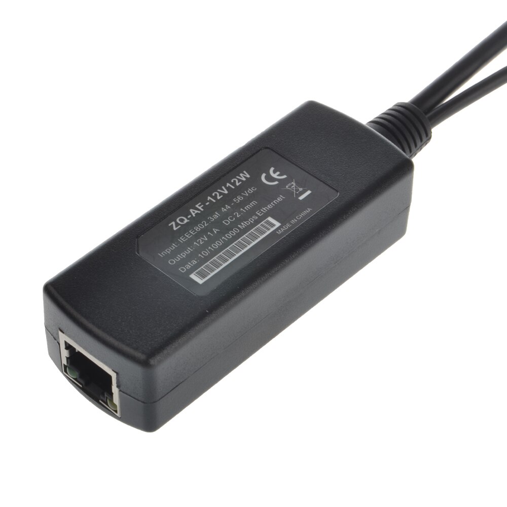 12 volt 12 watt gigabit poe splitter voor 12 volt voeding op afstand  to 100 meter: af -12 v 12w