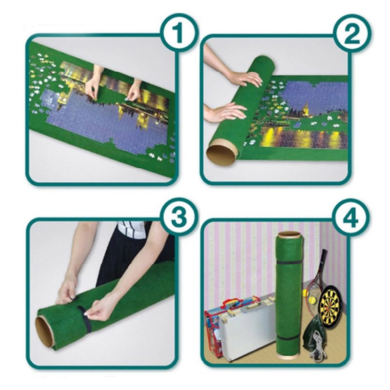Puzzle Mat Roll Up for Jigsaw Puzzles Upto 1000 Pcs, Jigsaw Puzzles Roll Up Mat with Paper Tube,3 Elastic Fasteners