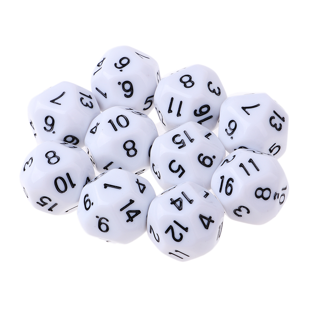 10pcs 16 Sided D16 14mm Acrylic Opaque Dice for Role Playing Game RPG Party Birthday Gaming Dice