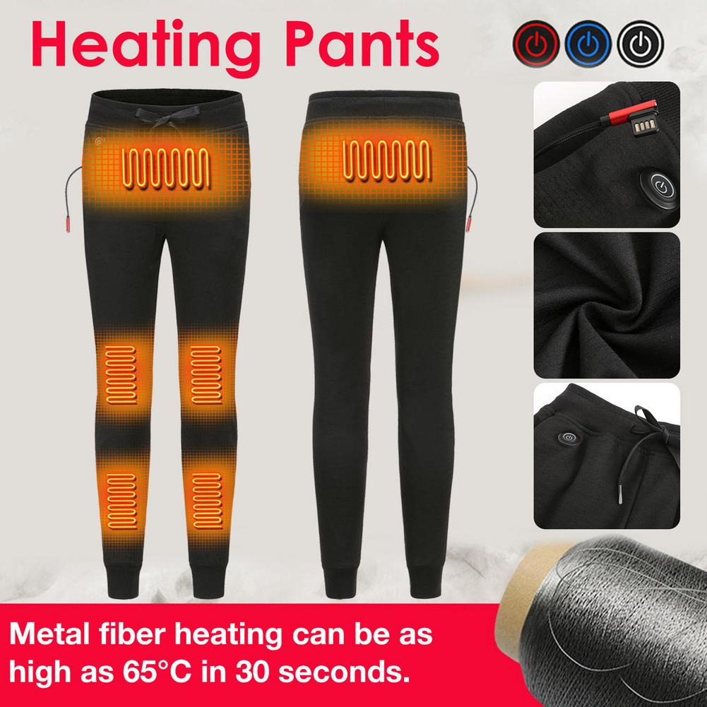 Elvarme varme bukser mænd kvinder usb varme basislag elastiske bukser isoleret opvarmet undertøj til campingvandring