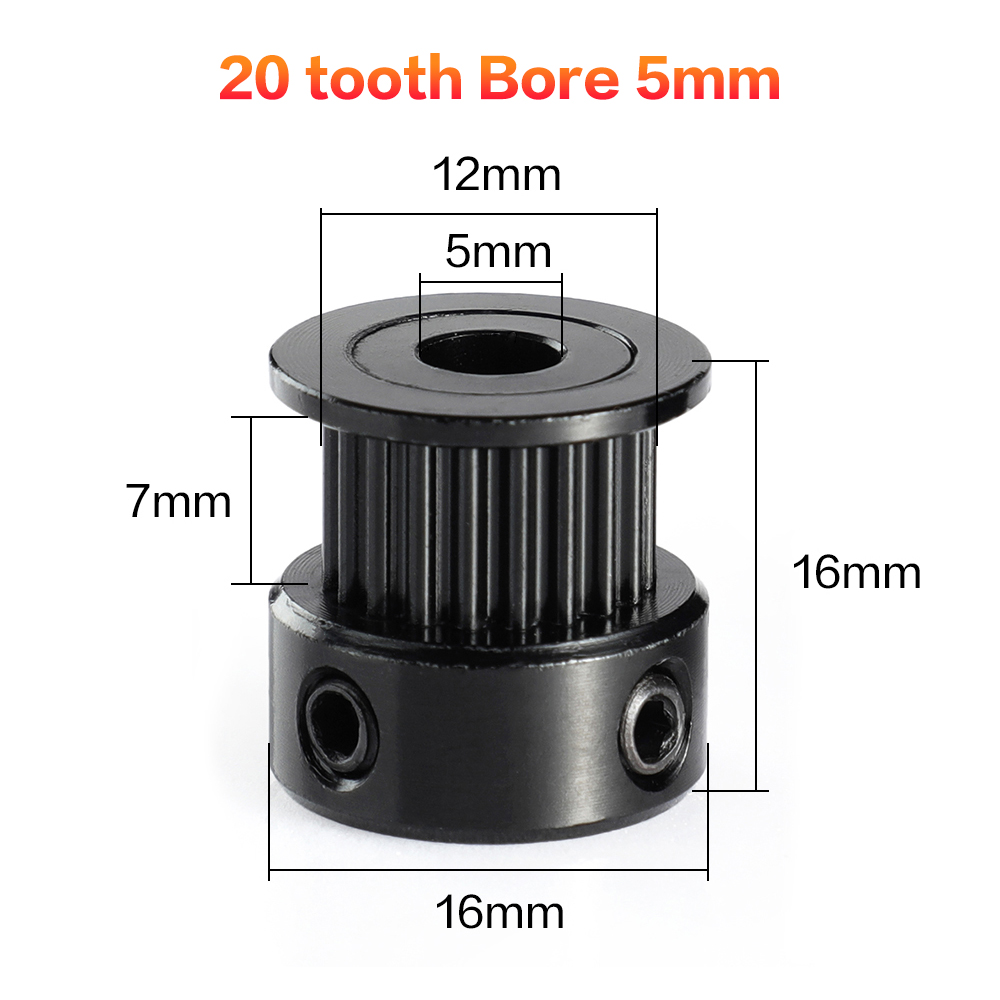 3 dsway 2gt timing trinse 16 tenner 20 tenner  gt2 trinse kjedelig 5 8mm rembredde 6mm synkronhjul aluminium gir 3d skriverdeler: 1pc / 20 tanns kjedelig 5mm