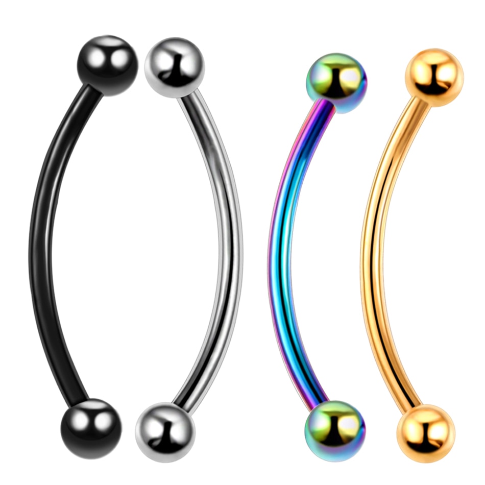 1Pc 16G Titanium Snake Eye Tong Barbell Gebogen Barbell Wenkbrauw Ringen Snake Piercing Labret Lip Oorbellen Sexy Body sieraden