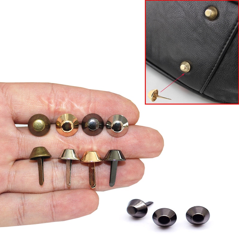 XUNZHE 100pcs 12mm Metalen Ambachtelijke Purse Voeten Bevestigd Bolt Pierced voor Lederen Portemonnee Handtas Mode Klinknagels Zak DIY floor Schroef