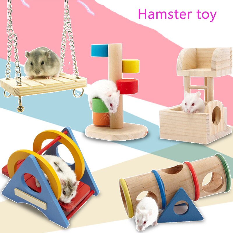 Puinen hamsterilelu hollantilainen sika puutalo pieni lemmikki keinu tunneli ponnahduslauta sokkelo kiipeily tikkaat hauska hamsterin lelu