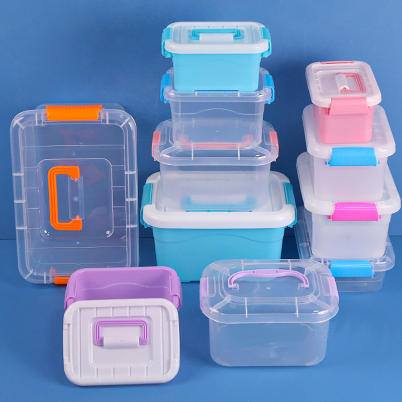 Kunststoff-Aufbewahrungsbox mit Deckel, tragbare transparente Organizer-Kasten für Kinderspielzeug, Studenten-Briefpapier-Behälter, Kosmetik-Sortierbox