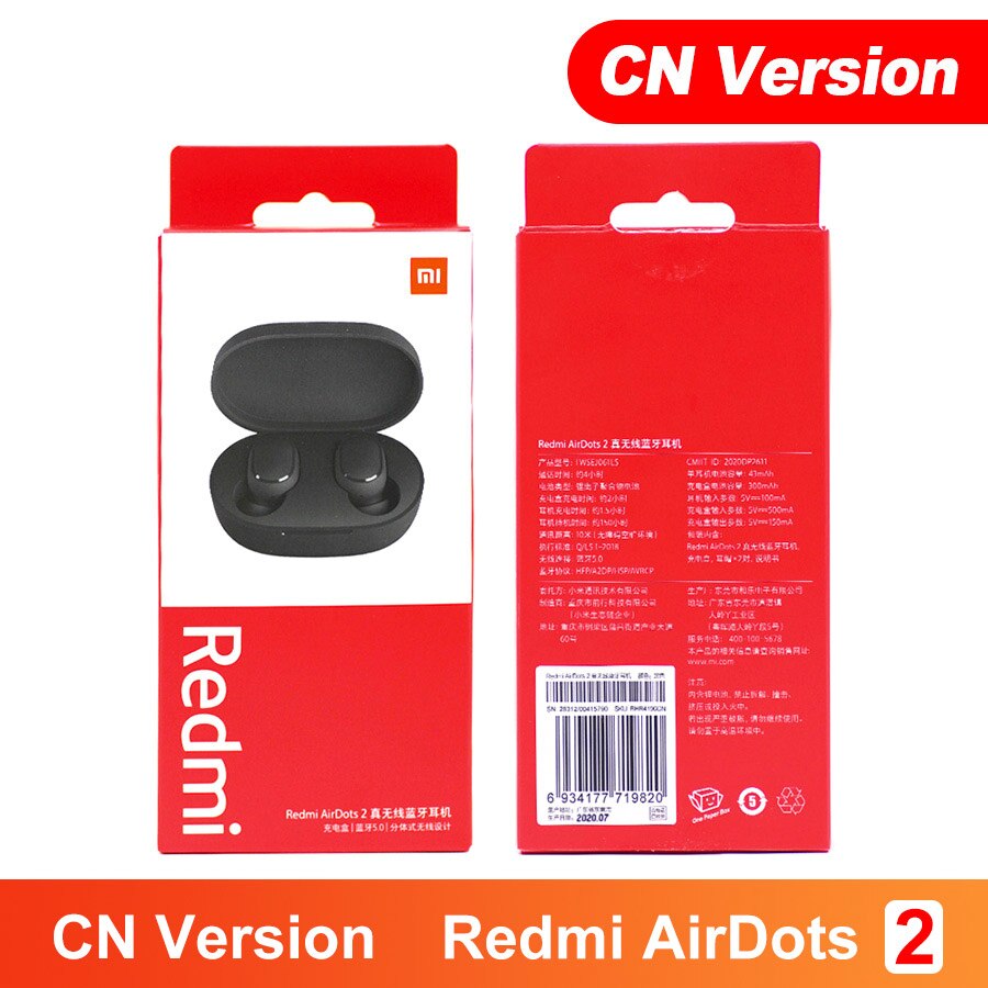 Original Xiaomi Redmi Airdots 2 TWS Bluetooth Earphone Stereo bass BT 5.0 Eeadphones AI Control With Mic Handsfree Earbuds: CN Redmi Airdots 2