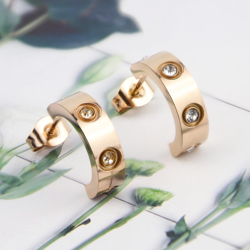 Rvs C-Vormige Kristallen Oorbellen Unisex Oorbellen Sieraden
