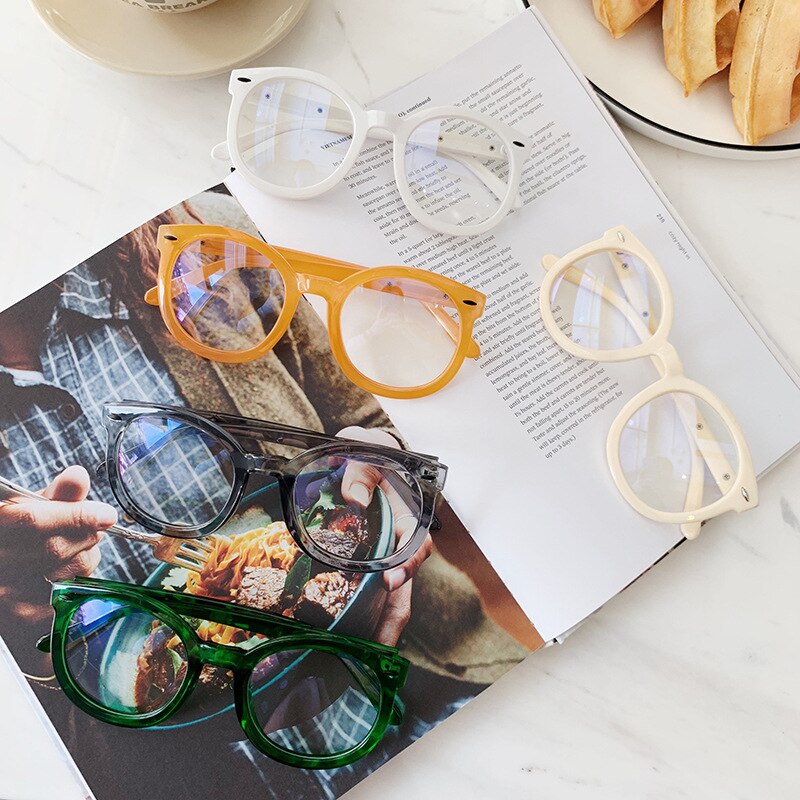 Glasses Frame Round Computer Eyeglasses Candy Color Optical Glasses Frame Arrow Rivet Eye Glasses Frames for Men Women