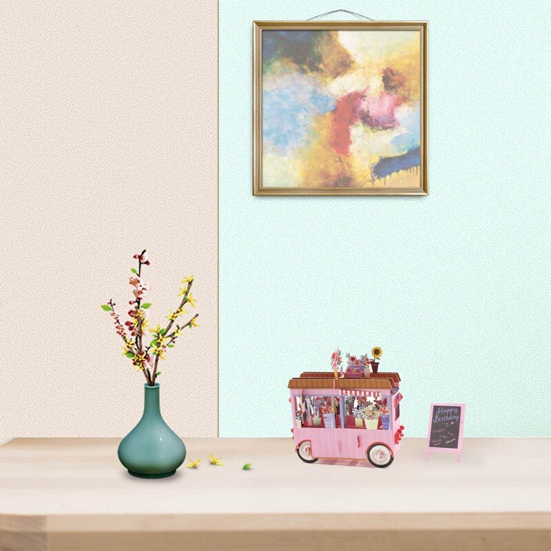 Handmade Three-dimensional Flower Cart Greeting Card 3D Paper Sculpture Card Birthday Card Pop-up